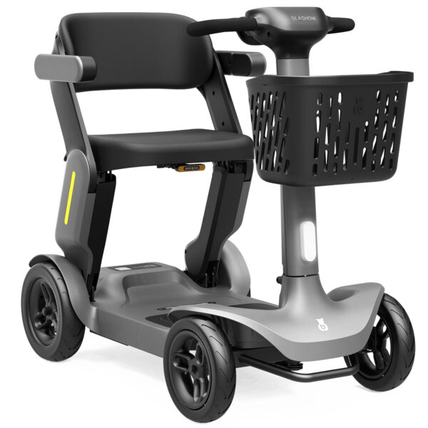 Foldable Mobility Scooter – Electric Scooter with Seat for Adults – Wheelchair Alternative – 25 Miles on 1 Charge, Enhanced Safety, Lightweight for Travel, LED, Basket, Charger Included