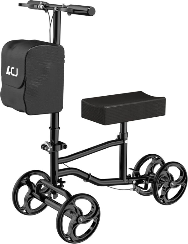 Knee Scooter,Economical Foldable Steerable Knee Walker,for Adults Foot Surgery,Injured Ankle Recovery Scoote(Black-Standard Version)