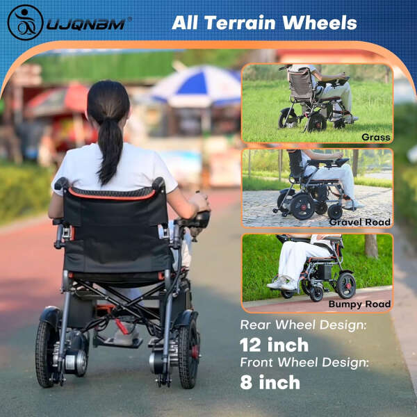 Electric Wheelchair for Adults, Lightweight Foldable Motorized Wheelchairs, Intelligent Power Wheelchair for Seniors, One-Click Mute Function, SOS Alert Button, Travel Size, Airline Approved