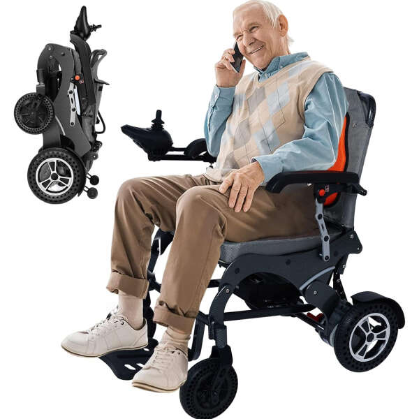 Nixlift Foldable Electric Wheelchairs for Seniors – All Terrain Motorized Wheelchair, Compact Portable, Powerful Motors, Security & Comfortable, 10AH Battery, Airline Approved