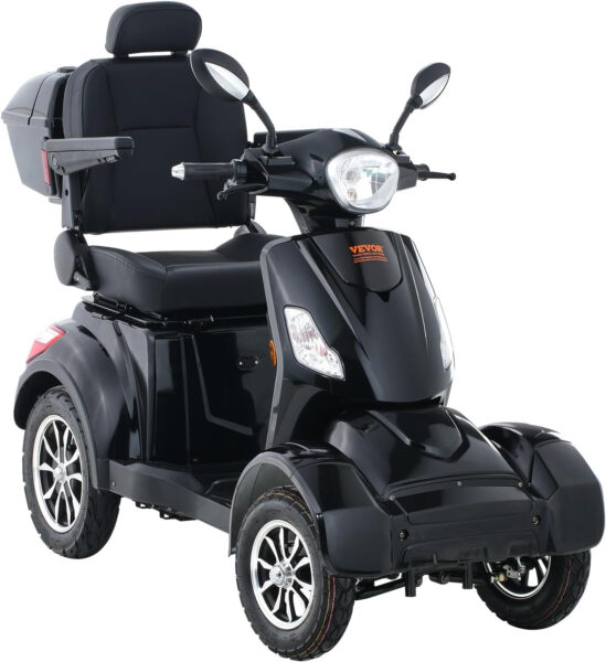 VEVOR Heavy Duty 4-Wheel Mobility Scooters for Seniors & Adults 500lbs Capacity – 31 Miles 3-Speed Long Range, 800W All Terrain Electric Recreational Scooter Wheelchair with 25° Max Climbing Capacity