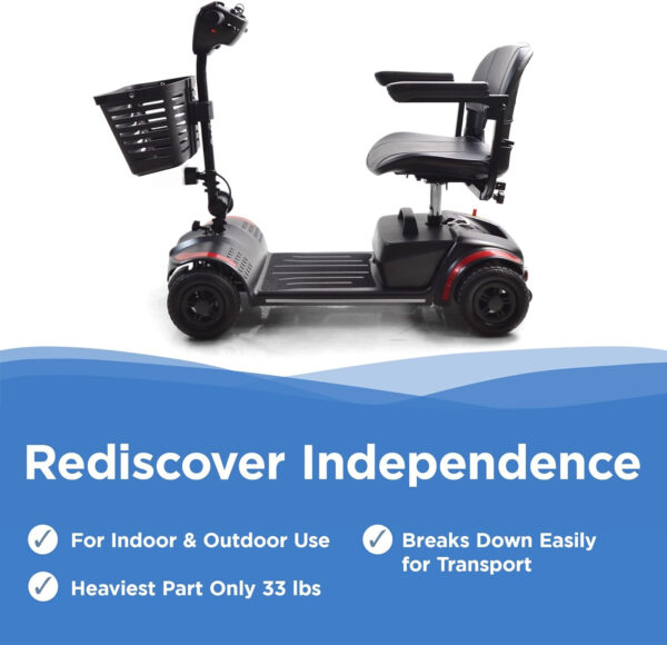 Journey Adventure Mobility Scooter – Lightweight, Electric, Motorized Travel Scooter for Adults & Seniors – Red