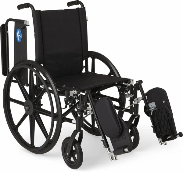 Medline Premium UltraLightweight Wheelchair with FullLength FlipBack Arms and Elevating Leg Rests for Extra Comfort 18” Seat, No, 1 Count