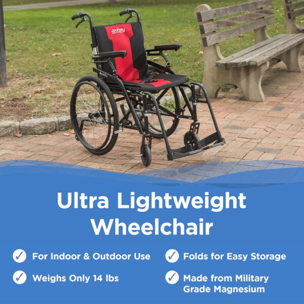 Journey SoLite C2 Ultra Lightweight Wheelchair for Adults – Foldable, Portable Manual Chair for Seniors – Frame Weighs Only 14 lbs – Patterned Frame