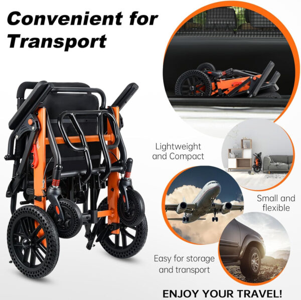 Upgraded Transport Wheelchair, Come with Telescopic Handle and Two Bags, Wheelchairs for Adults, Lightweight Transport Wheelchair, with Safety Belt