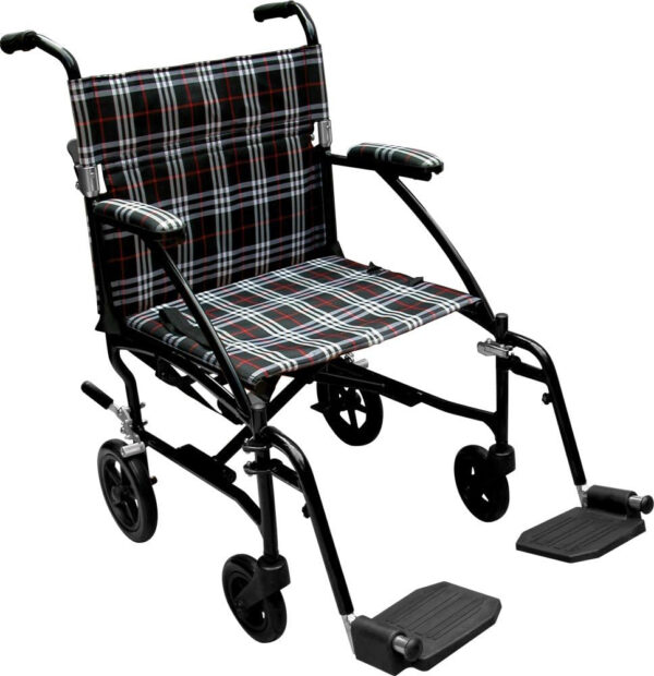 Drive Medical DFL19-BLK Fly-Lite Lightweight Folding Transport Wheelchair with Swing-Away Footrests, Black