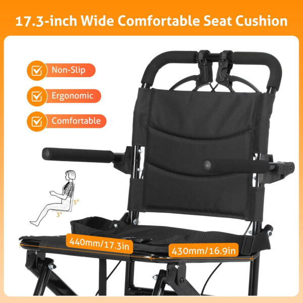 WICHEMI Lightweight Transport Wheelchair for Adults, Weight Only 17.4lbs, Portable Travel Wheelchair with Handbrake, Support 220lbs, Foldable Transport Wheel Chair for Elderly.