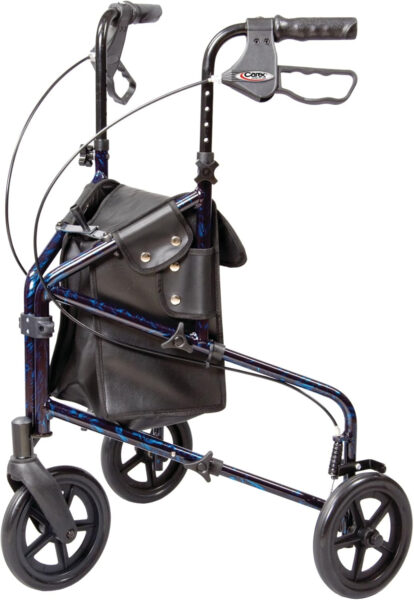 Carex 3 Wheel Walker for Seniors, Foldable, Rollator Walker with Three Wheels, Trio Walker with Height Adjustable Handles, Walker with Wheels, Folding Walker with Wheels.