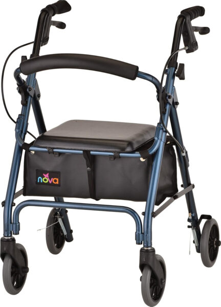 NOVA Medical Products GetGo Petite Rollator Walker for Height 4’0” – 5”4”, Blue, 1 Count