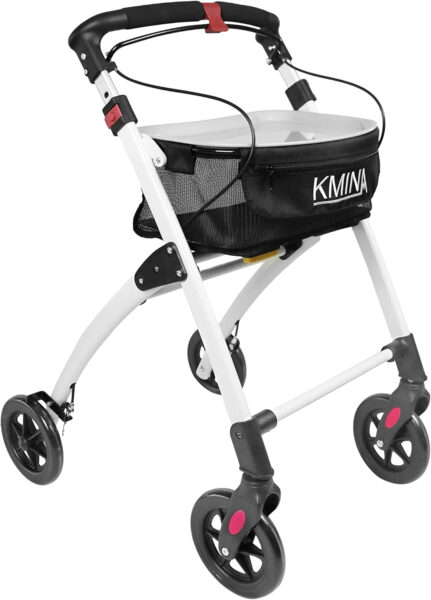 KMINA PRO – Narrow Walkers for Small Spaces, Narrow Rollator, Rollator Walkers for Seniors, Rollators for Adult Walking, Folding Walker with Wheels and Brakes, Rolling Walkers Black