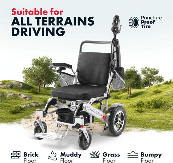 Rubicon DX17 Automatic Foldable Electric Wheelchairs for Adults – Deluxe One Click Fold and Unfold – Super Horse Power (600W Motor Power) – Longest Range (up to 25miles with 20AH Battery)