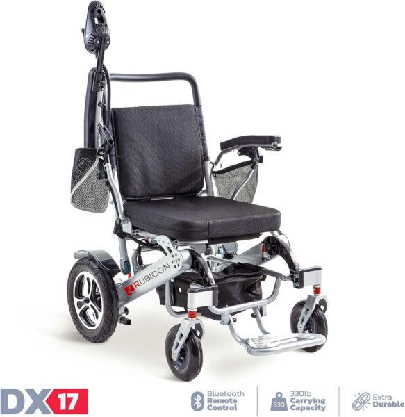 Rubicon DX17 Automatic Foldable Electric Wheelchairs for Adults – Deluxe One Click Fold and Unfold – Super Horse Power (600W Motor Power) – Longest Range (up to 25miles with 20AH Battery)