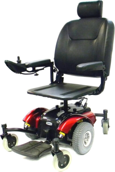 Drive Medical Intrepid Mid-Wheel Power Wheelchair Pan Seat, Red, 18 Inch