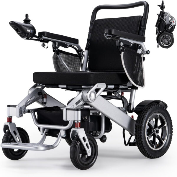 Electric Wheelchair,25 Miles Longer Range, VERPAL Foldable Power Wheelchair for Adults Seniors,500W Dual Motors,Compact Motorized Wheelchair All Terrain,Intelligent Folding, Travel Size