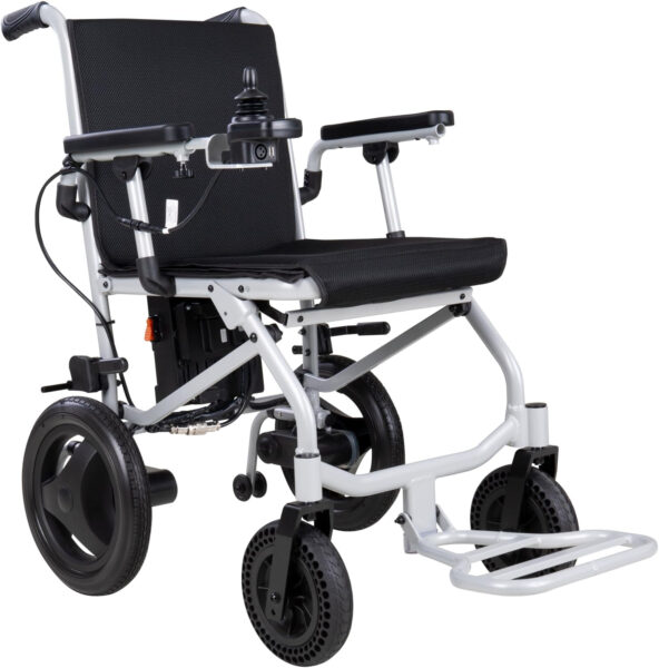 Rubicon DX04 – World Lightest (only 30lbs) Foldable Electric Wheelchair – Travel Size with Detachable Battery – Airline Approved – User Friendly – 10 mi Cruise Range (Model8)