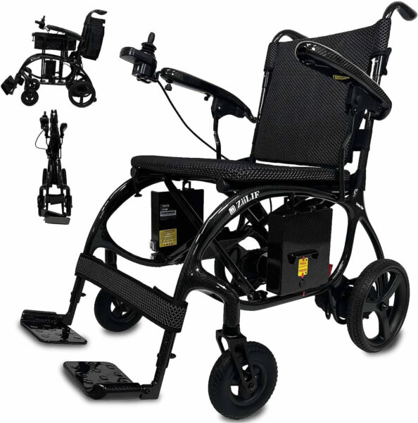 X New 100% Carbon Fiber Ultra Lightweight (27.9 lbs) Electric Wheelchair, Foldable with 2 Batteries, Long Distance 20 Miles Airlines Approved with Warranty