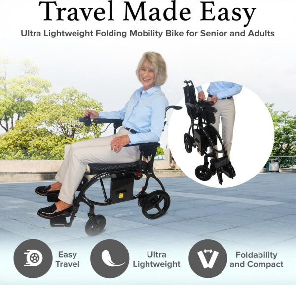 Electric Wheelchairs for Adults Seniors Lightweight(27.9 lbs) 100% Carbon Fiber Power Wheelchair 20 Miles Long Range Foldable Portable Compact Motorized Wheelchair Airline Approved, 2 Batteries