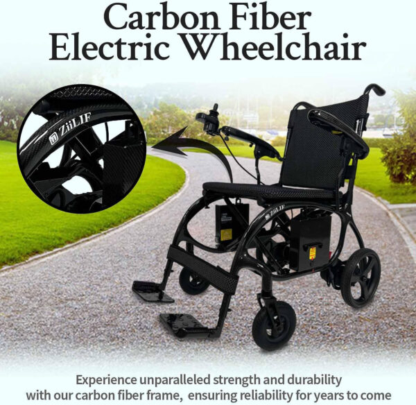 Electric Wheelchairs for Adults Seniors Lightweight(27.9 lbs) 100% Carbon Fiber Power Wheelchair 20 Miles Long Range Foldable Portable Compact Motorized Wheelchair Airline Approved, 2 Batteries