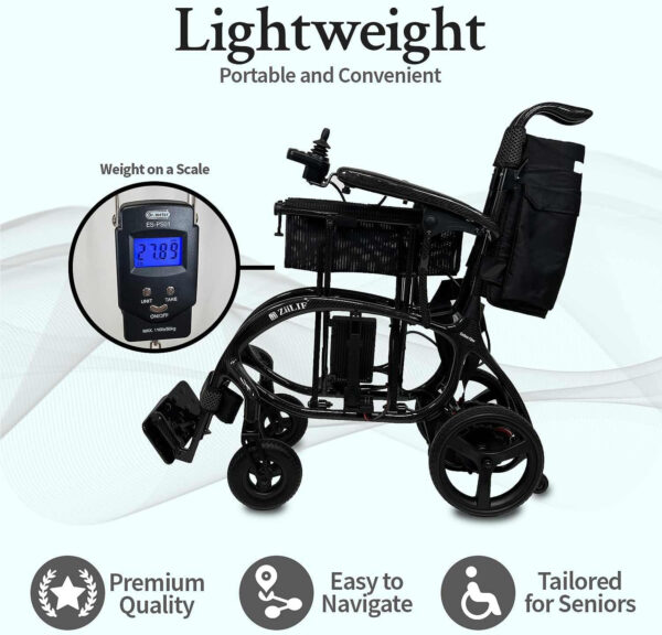 Electric Wheelchairs for Adults Seniors Lightweight(27.9 lbs) 100% Carbon Fiber Power Wheelchair 20 Miles Long Range Foldable Portable Compact Motorized Wheelchair Airline Approved, 2 Batteries