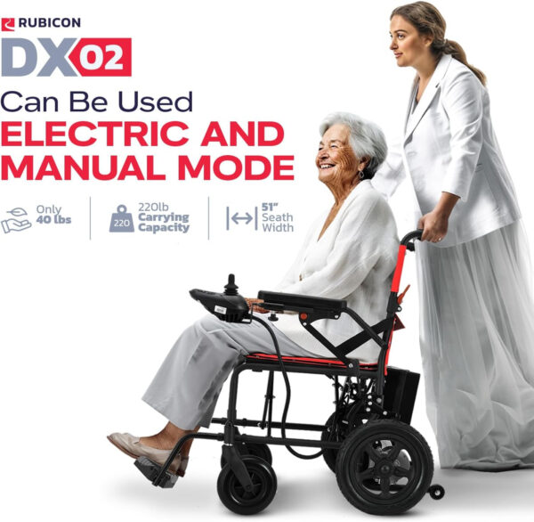 Klano KL20- Lightweight (Only 40lbs) Foldable Electric Wheelchair for Seniors – 2x250W Motor Power – Travel Size – Airline Approved – User Friendly – Long Range – 12 mi Cruise Range (Model8)