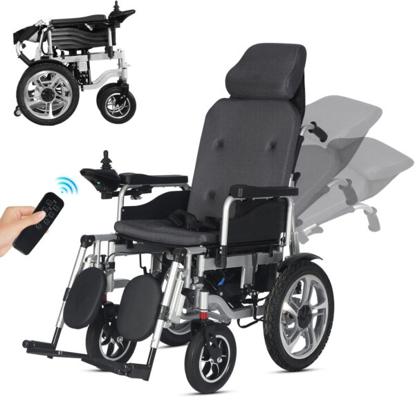 Reclining Electric Wheelchairs for Adults,Lightweight Portable Wheelchair-Airline Approved,500W Motors Powerful,All Terrain Foldable Motorized Wheelchair-Multi-Angle Adjustment-Long Travel Range