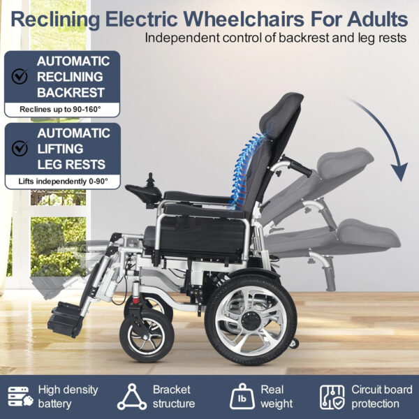 Reclining Electric Wheelchairs for Adults,Lightweight Portable Wheelchair-Airline Approved,500W Motors Powerful,All Terrain Foldable Motorized Wheelchair-Multi-Angle Adjustment-Long Travel Range