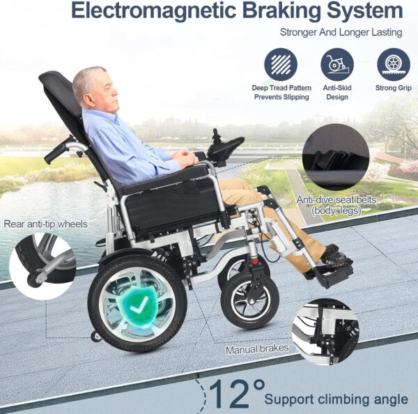 Reclining Electric Wheelchairs for Adults,Lightweight Portable Wheelchair-Airline Approved,500W Motors Powerful,All Terrain Foldable Motorized Wheelchair-Multi-Angle Adjustment-Long Travel Range