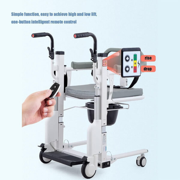 Lift Wheelchair Electric Lift Aid Transport Chair Steel Patient Lift Wheelchair with 180° Split Seat, Tray and Bedpan