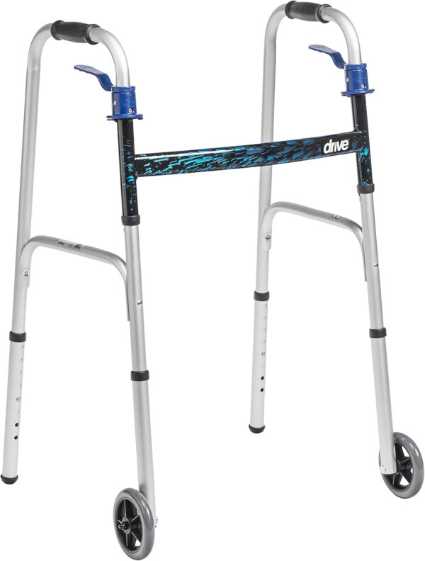 Drive Medical 10226-1 Trigger Release Folding Walker, Brushed Steel