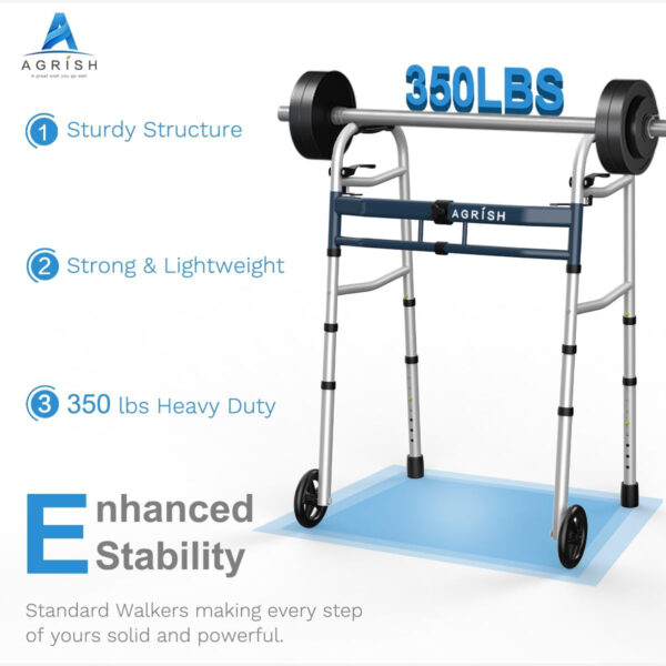 Agrish Narrow Walkers with Storage Bag – FSA/HSA Eligible Width Height Adjustable Walker, Lightweight Folding Walkers, Walkers for Seniors Handicapped & Disabled, Up to 350 lbs