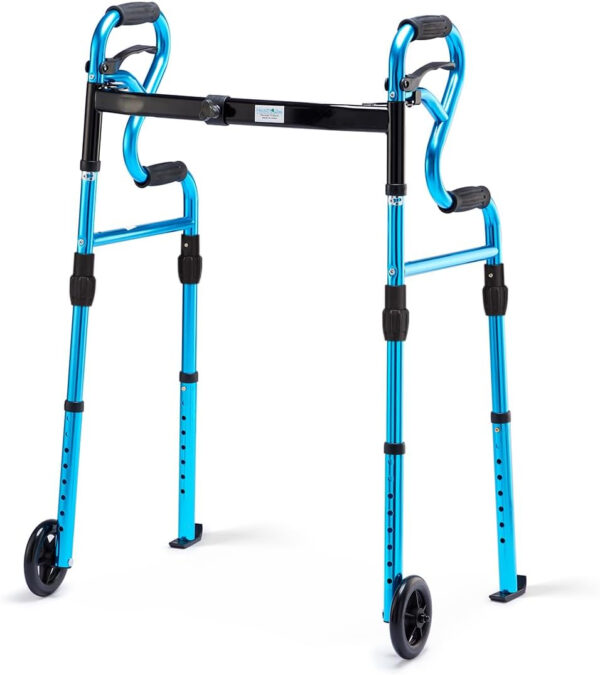 Walkers for Seniors with 5” Front Wheels by Health Line Massage Products, Standard Walker with Width Adjustable and Support Up to 350lbs, Lightweight Walkers for Seniors