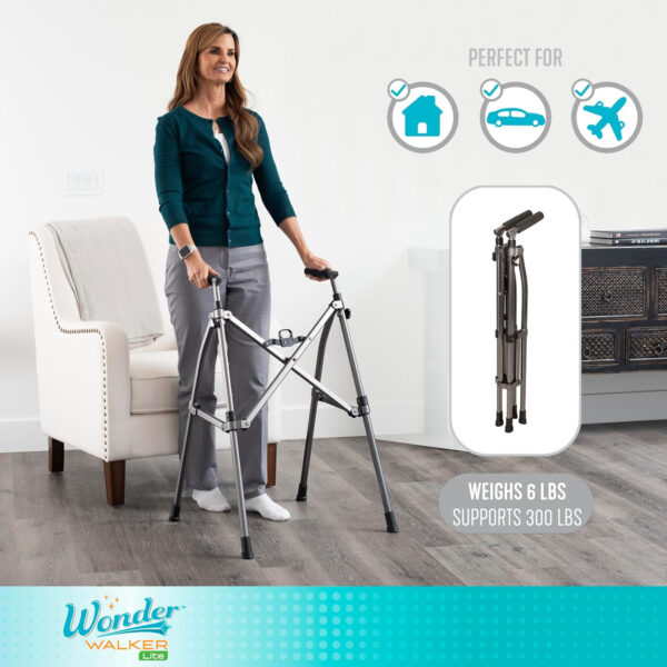 Able Life Lightweight Foldable Walker for Adults – Black Walnut