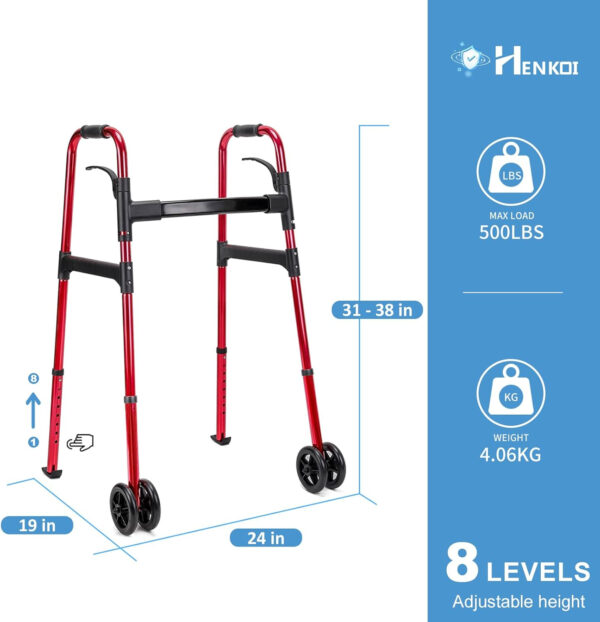 Folding Walker, Walker for Seniors Supports 500 lbs