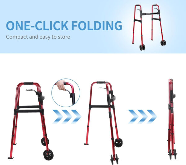 Folding Walker, Walker for Seniors Supports 500 lbs