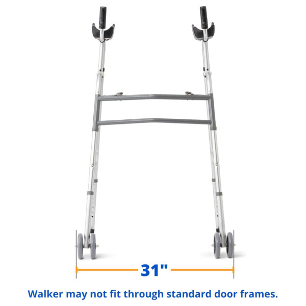 Medline Upright Walker with 5” Dual Wheels, Forearm Walker with Armrests, Height Adjustable, 300lb Weight Capacity