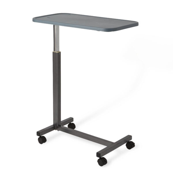 Medline Adjustable Overbed Bedside Table with Wheels, Great for Hospital Use or At Home as Bed Tray, Composite Table Top