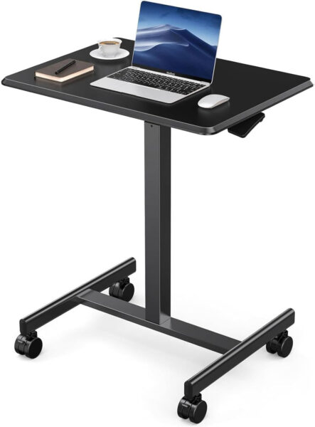 Adjustable Overbed Bedside Table, Hospital Bed Table with Wheels, Rolling Desk, Mobile Desk, Rolling Laptop Stand, Computer Cart, Portable Desk on Wheels, Small Standing Desk or Bed Table Tray