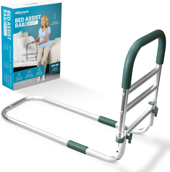 NEDA Adjustable Bed Rails for Elderly Adults – Medical Bed Assist Handle, Safety Support Rail for Seniors, Bedside Rail for All Bed Sizes ASTM F3186-17 & 16 CFR 1270 CPSC Certified