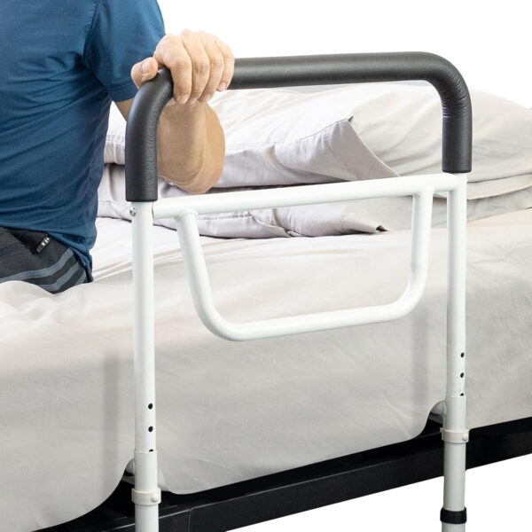 Vive Bed Assist Rail – Adult Bedside Standing Bar for Seniors, Elderly, Handicap – Fit King, Queen, Full, Twin – Adjustable Fall Prevention Safety Handle Guard – Long Hand Bedrail Grab Bar Cane