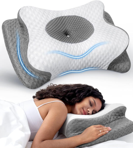 No More Aches Neck Pillow for Pain Relief, Adjustable Cervical Pillow for Neck Support with Armrest, Odorless Ergonomic Butterfly Memory Foam Pillows,Orthopedic Bed Pillow Side Back Stomach Sleeping