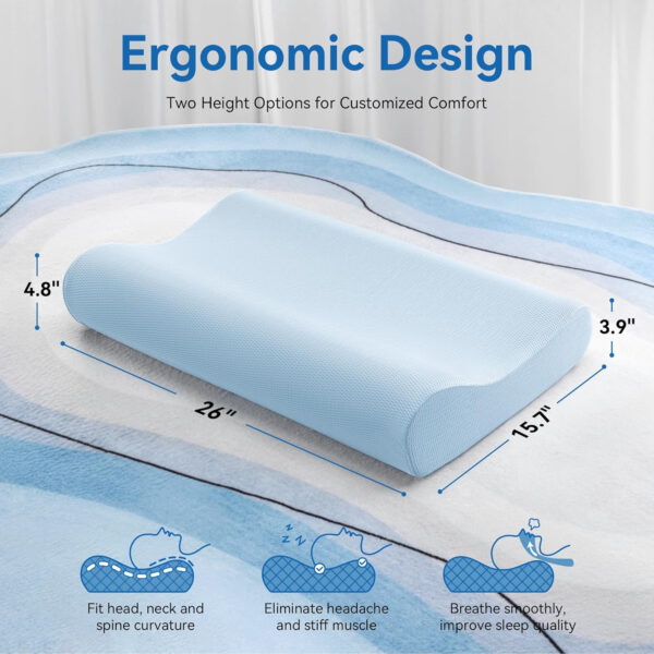 AM AEROMAX Queen Size Cooling Contour Memory Foam Pillow, Cervical Pillow for Neck Pain Relief, Neck Orthopedic Sleeping Pillows for Side, Back and Stomach Sleepers.