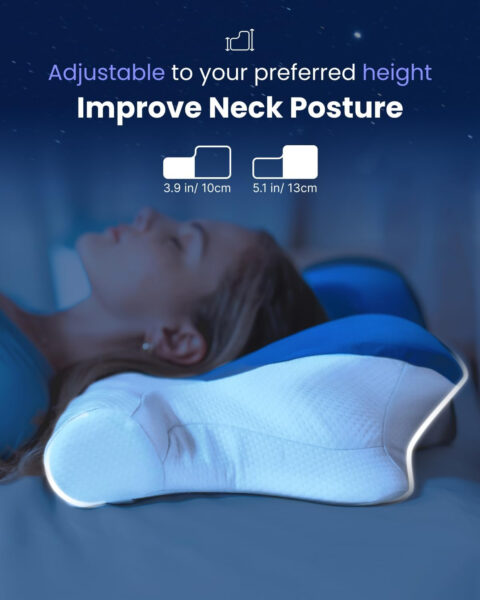 RENPHO Ultra Pain Relief Neck Pillow, Ergonomic Contour Memory Form Pillow for Side Back Stomach Sleeper with 2 Cooling Pillowcases, Orthopedic Cervical Pillow for Adult