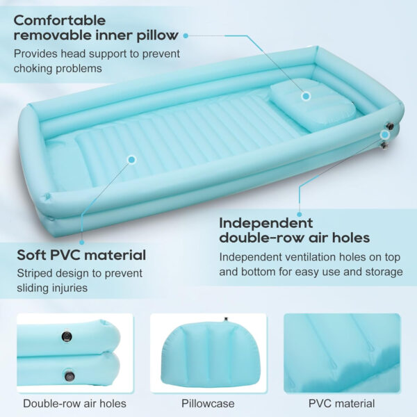 Medical Inflatable Bathtubs, PVC Portable Foldable Tub with Electric Air Pump, Complete Shower System on Bed, Suitable for The Elderly, Mobility Problems