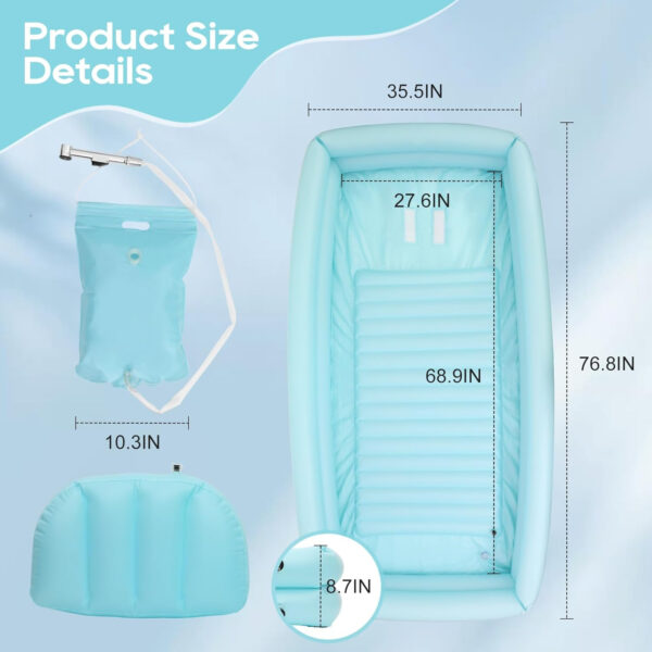 Medical Inflatable Bathtubs, PVC Portable Foldable Tub with Electric Air Pump, Complete Shower System on Bed, Suitable for The Elderly, Mobility Problems