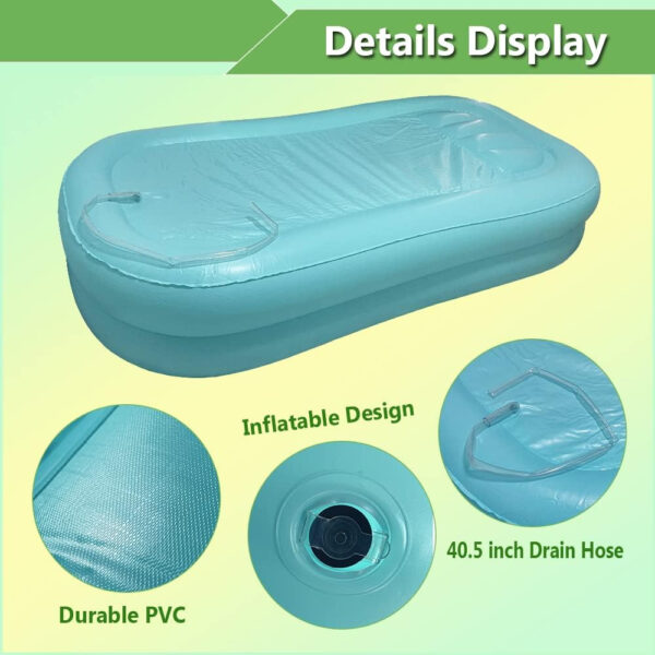 Inflatable Bathtub Shower Tub Bed Bath Supplies for Elderly Disabled Adult Bedridden Patients Water Basin for Bathing Hair Washing Hospital Bed Shower Full Body Bathing Aids Kit