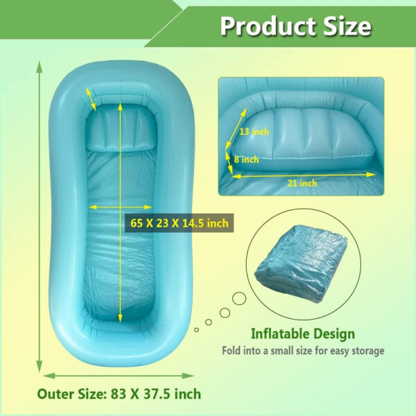 Inflatable Bathtub Shower Tub Bed Bath Supplies for Elderly Disabled Adult Bedridden Patients Water Basin for Bathing Hair Washing Hospital Bed Shower Full Body Bathing Aids Kit