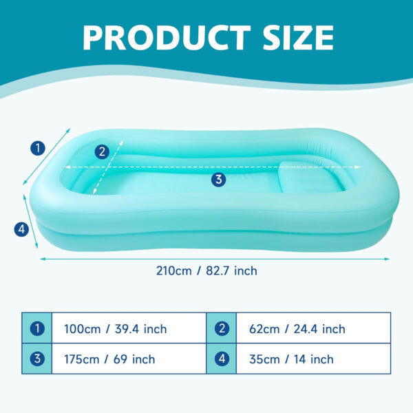 Medical Inflatable Adult PVC Pump and Water Bag Bath tub Bedside Shower Bath Kit Portable Bathtub Wash Full Body (Blue, Without Air Pillow)