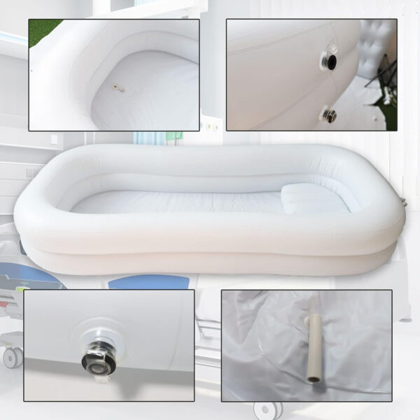 Portable Medical Inflatable Bathtub for Shower Large Bath Basin Kit Adults Bed Beside Bathtub & Electric Air Pump Water Bag Air Pillow Wash Fullbody for Disabled Elderly Bedridden Patients Handicapped