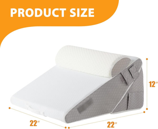 3PCS Orthopedic Bed Wedge Pillow Set for Sleeping, Adjustable Wedge Pillow for Acid Reflux and Back Pain Relief, Wedge Pillow Headboard, Triangle Elevated Pillow Wedge for Post Surgery, White