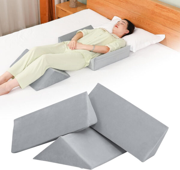 TYYIHUA 3 in1 Wedges for Body:Foam Wedges for Positioning in Bed,Wedge Pillows for Seniors,Wedge Pillow for Back Pain Relief,Bed Wedges & Body Positioners,Positioning Wedges for Bed Sores,Gray Velvet